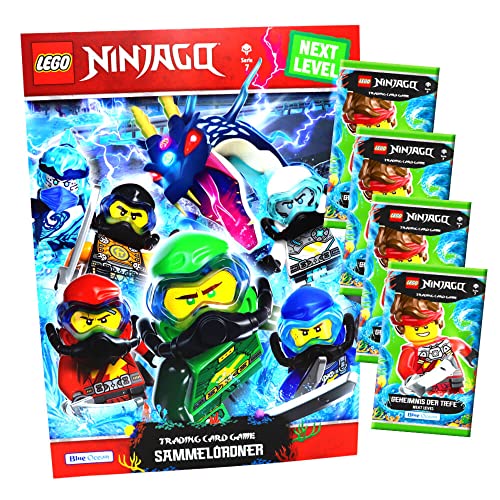 Lego Ninjago Karten Trading Cards Serie 7 - Geheimnis der Tiefe Next Level (2022) - 1 Mappe + 4 Booster Bundle + 10 Originale Hüllen von STRONCARD