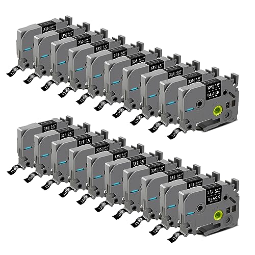 20x Kompatibel Brother P-Touch TZe-335 Etikettenband 12mm Weiß auf Schwarz für Beschriftungsgerät Brother P-Touch Cube Plus PT-H105 PT-H110 PT-H107B PT-D400VP PT-D600VP PT-E500VP PT-P750W PT-P700 von STRONIX