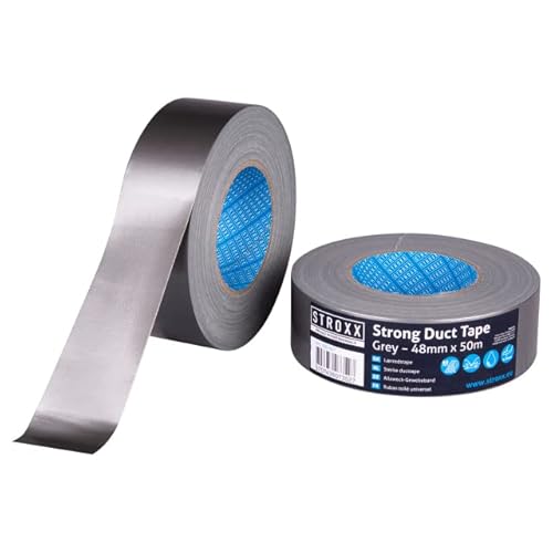 STROXX® 2x Allzweck Gewebeband 48mm x 50m |silber| extra stark | Klebeband | Panzertape | Panzerband | Gaffa Tape | Duct Tape | Innen und Außen | Handreißbar (2) von STROXX