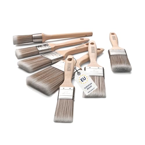 STROXX® Pinselset 7tlg. - mit Seidenspitzen - mit diversen Pinseln - für Malerarbeiten und Beschichtung - Holz, Metall, Stein u. v. m. - Lackier-Pinsel, Lasur-Pinsel von STROXX