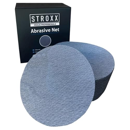 STROXX – Netz Schleifscheibe 50 Stück mit Klett – Schleifblätter Ø150mm zum staubfreien Schleifen von Holz, Spachtel, Lack & Kunststoff – Schleifpapier für Exzenterschleifer (Korn 150) von STROXX