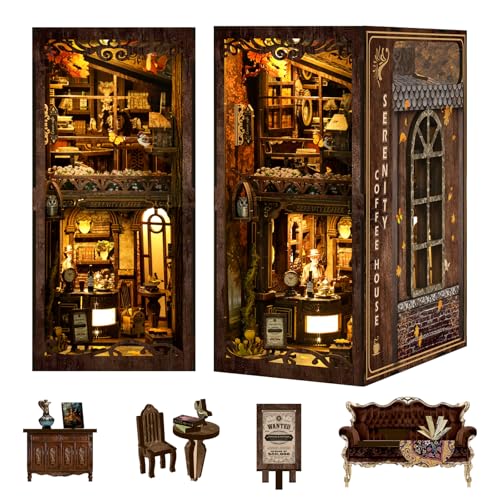 STRUCWOOD Book Nook Kit für Erwachsene - 3D-Puzzles, DIY-Miniaturhaus-Set, kreative 3D-Buchstütze, Bücherregal-Dekoration, Puppenhaus-Buchecken für Erwachsene, Teenager, Geschenk von STRUCWOOD