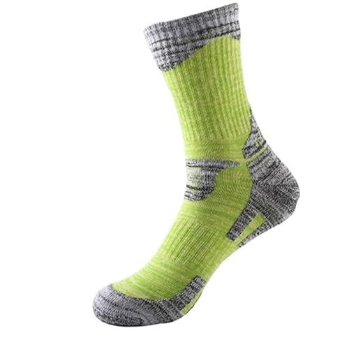 STUYKDIA Skisocken Herbst Winter Baumwolle Outdoor Bergsteigen Ski Wandern Socken Verdicken Frauen Männer Sport Socken for Laufen Snowboarden Camping(Green,M) von STUYKDIA