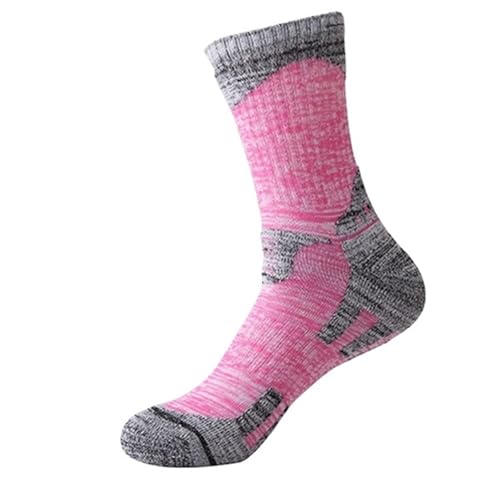 STUYKDIA Skisocken Herbst Winter Baumwolle Outdoor Bergsteigen Ski Wandern Socken Verdicken Frauen Männer Sport Socken for Laufen Snowboarden Camping(Pink,M) von STUYKDIA