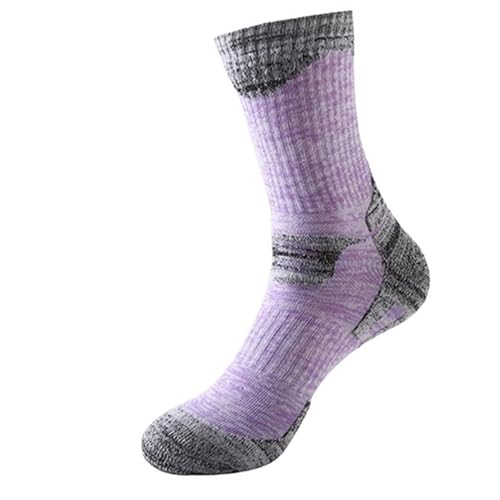 STUYKDIA Skisocken Herbst Winter Baumwolle Outdoor Bergsteigen Ski Wandern Socken Verdicken Frauen Männer Sport Socken for Laufen Snowboarden Camping(Purple,L) von STUYKDIA