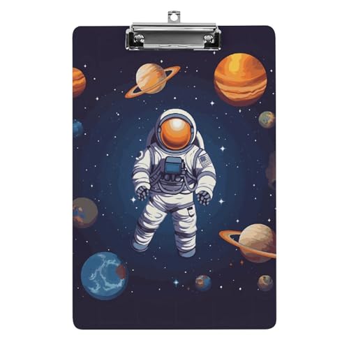 Acryl-Klemmbrett, A4-Größe, leicht und langlebig, mit Loch zum Aufhängen, Weltraum-Astronaut, tragbarer Dokumenten-Organizer, hält 80–100 Blatt für Büro, Zuhause, Gebrauch von STVNKML