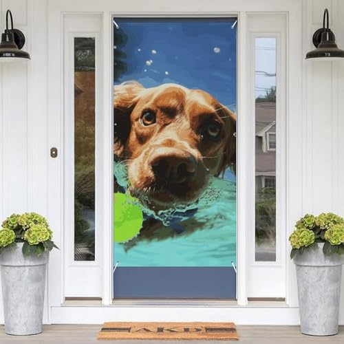 Hängendes Banner für Haustür Lustiger Schwimmhund Willkommen Türbanner Türabdeckung Dekoration Party Banner Hängende Wanddekoration Hintergrund Banner für Versammlungen Festliche Wohnkultur von STVNKML