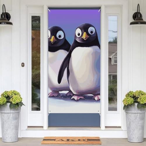 Hängendes Banner für Haustür Niedlicher Pinguin Willkommen Türbanner Türabdeckung Dekoration Party Banner Hängende Wanddekoration Hintergrund Banner für Versammlungen Festliche Wohnkultur von STVNKML