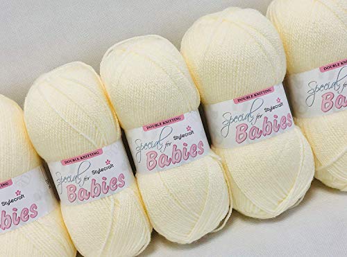 Baby-Wolle, 5er-Pack, speziell für Babys, besonders weiches Garn, 5 x 100 g beige von STYLECRAFT