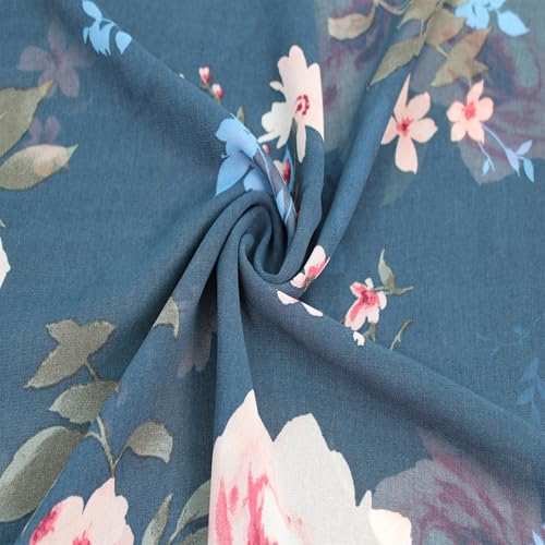 STYLISH FABRIC 147,3 cm breiter bedruckter Hi-Multi-Chiffon-gewaschener Stoff, weiches Material, Bekleidung, Vorhänge, Stirnband, Accessoires, Heimdekoration, Schule und DIY-Projekt, 91 cm von STYLISH FABRIC