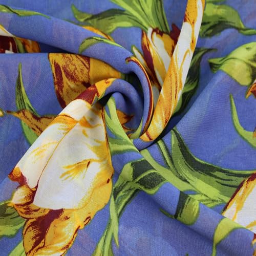 STYLISH FABRIC 147,3 cm breiter bedruckter Hi-Multi-Chiffon-gewaschener Stoff, weiches Material, Bekleidung, Vorhänge, Stirnband, Accessoires, Heimdekoration, Schule und DIY-Projekt, Wedgewood von STYLISH FABRIC