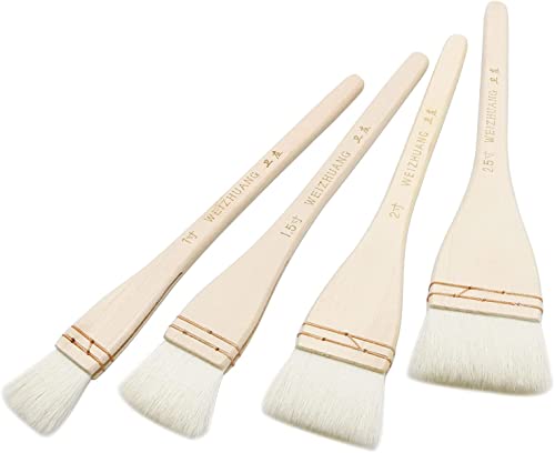 Creative Mark Hake Pinsel-Set, 4 Stück, professionelle weiche weiße Ziegenhaare genäht Pinsel für Waschen, Hintergrundarbeiten, Aquarell und Keramikkeramik von STmea