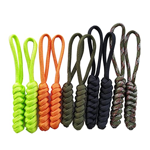 Paracord-Reißverschluss, 10,2 cm, Messer, Schlüsselanhänger, Rucksack, Lanyards, handgewebt, Zugschnur, Reißverschluss, 10 Stück, schwarz, Medium von SU LIFE