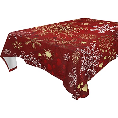 SUABO Weihnachtstischdecke, rotgoldene Schneeflocken, rechteckig, modern, Tischdecke für Weihnachten, Küche, Esszimmer, Party, Heimdekoration, 152 x 152 cm von SUABO