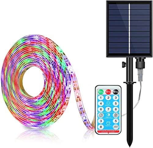 10M 240LED Streifen Solarleuchten,SUAVER Wasserdicht Flexible LED Strip 8 Modi Lichtschläuche Solar Band Lichterketten mit Fernbedienung Dekoration Außen Innen Weihnachten Hochzeit Party (Mehrfarbig) von SUAVER