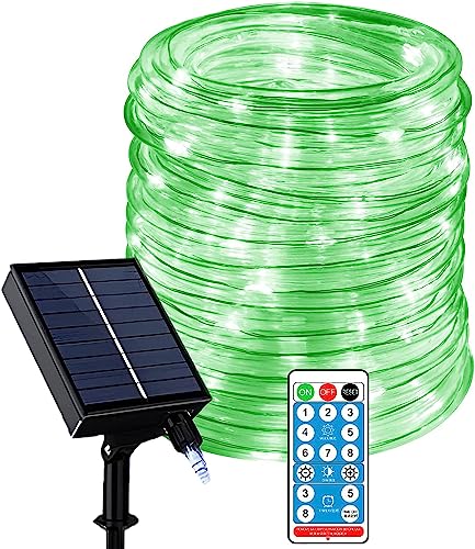 SUAVER 32M 300LED Solar Lichterkette Außen, wasserdichte Solar Lichtschlauch mit Fernbedienung Timer LED Streifen Dimmbare Solar Tube Licht Decor String Licht Solarleuchten Weihnachten (Grün) von SUAVER