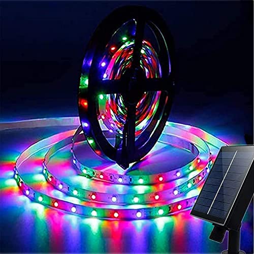 SUAVER Solar Lichterkette Ausse, 10M 600LED Strip Solar LED Streifen Dimmbare Lichtleisten mit Fernbedienung 8 modi für Gartenbäume Zuhause Weihnachten Urlaub Terrasse Partydekoration (Mehrfarbig) von SUAVER