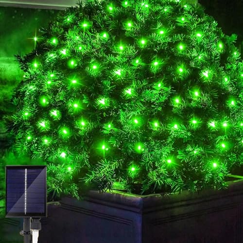 SUAVER Solar Lichterkette Außen mit Fernbedienung,3x2M 192LED Lichternetz Vorhang Lichter,Wasserdicht Outdoor Solar Gartenleuchte 8 Modi für Gärten Weihnachten Weihnachten Deko (Grün) von SUAVER