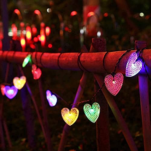 SUAVER Solar Lichterketten Außen, 15.7ft 20LED Herz Fairy Lights 8 Modi wasserdichte Solar-Hängeleuchten Outdoor-Atmosphäre-Lichter für Gärten,Hochzeit,Party,Weihnachtsdekoration (Mehrfarbig) von SUAVER