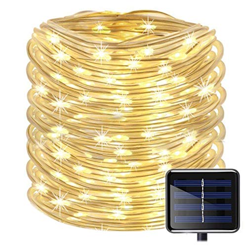 SUAVER Solar Lichterkette Außen, Wasserdicht 72FT 200LED Lichtschlauch Lichterkette,LED Schlauch 8 Modi Röhrenlicht Seil Kupferdraht Lichter für Garten,Pavillon,Hochzeit,Party,Fest Deko(Warmweiß) von SUAVER