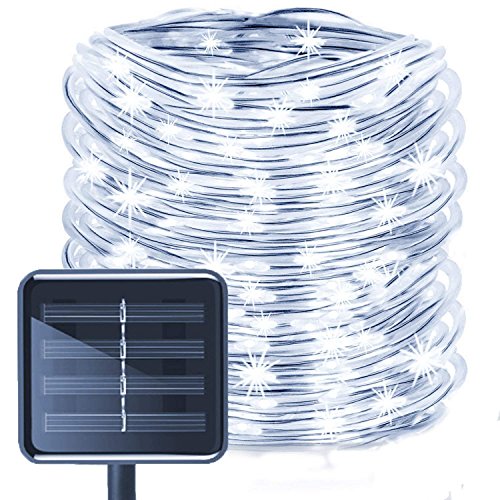 Solar Lichterkette Außen,SUAVER Wasserdicht 72FT 200LED Lichtschlauch Lichterkette,LED Schlauch 8 Modi Röhrenlicht Seil Kupferdraht Lichter für Garten,Pavillon,Hochzeit,Party,Fest Deko (Weiß) von SUAVER