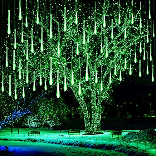 SUAVER Solarlicht Außen, 8 Tubes Meteorschauer Regen Lichter,Solar Weihnachten Lichterkette Wasserdichte 288LEDs Tropfen Lichter für Hochzeit Party Garten Baum Hause Dekoration Außen (Grün) von SUAVER