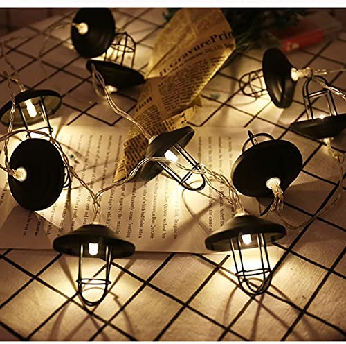 SUAVER Geometrische Lichterkette mit 20 LEDs, schwarzer Diamantkäfig, Metalllaterne, polygonal, batteriebetrieben, LED-Lichterkette, Weihnachten, Garten, Hochzeit, Party, Heimdekoration (Laterne) von SUAVER