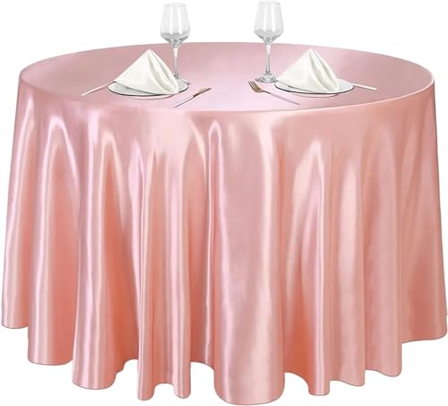 Tischdecke Weiße, runde Tischdecke, knitterfrei, Tischdecke for Hochzeit, Bankett, Tischdekoration, Esstisch, Buffet, Partys, Camping(Pink) von SUBLXPoten