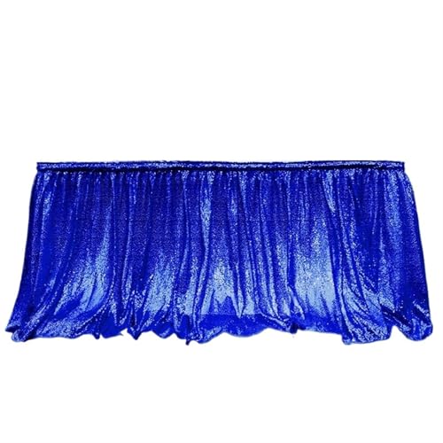 SUBLXPoten Tischrock 14ft Tischrock Rote Pailletten Rechteck Quadratisch Rund Glitzer Tischdecke for Hochzeit Party Abendessen Weihnachtsdekoration(1PC Blue,70x426cm) von SUBLXPoten