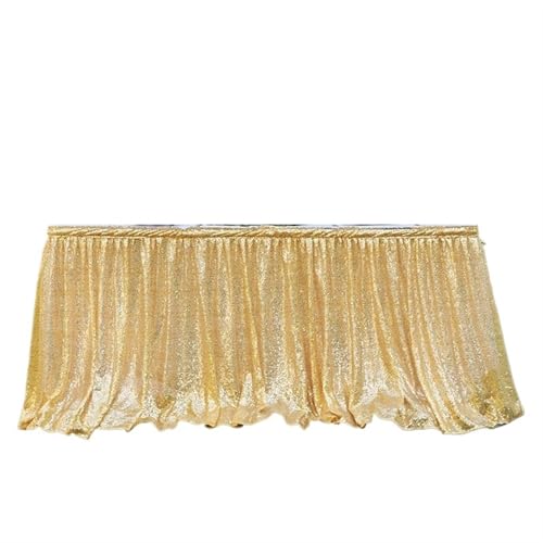 SUBLXPoten Tischrock 14ft Tischrock Rote Pailletten Rechteck Quadratisch Rund Glitzer Tischdecke for Hochzeit Party Abendessen Weihnachtsdekoration(1PC Golden,70x275cm) von SUBLXPoten