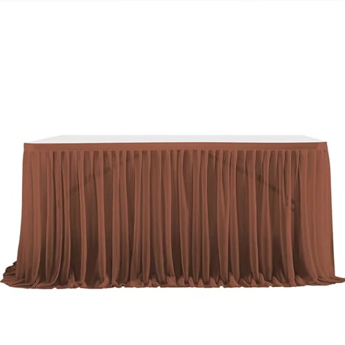 SUBLXPoten Tischrock Glitter Perle Chiffon Tisch Rock Esstisch Rock for Hochzeit Party Dessert Bankett Tisch Dekor(Brown,77x275cm 9FT) von SUBLXPoten