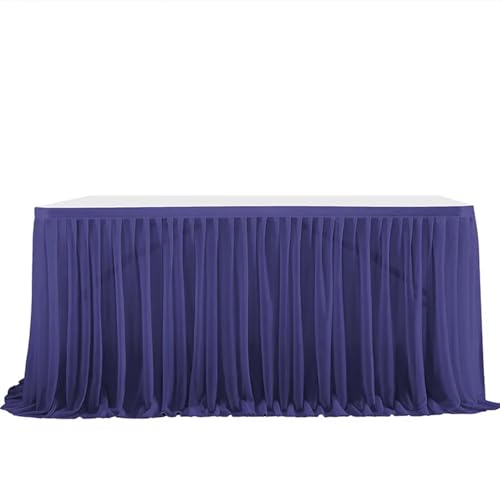 SUBLXPoten Tischrock Glitter Perle Chiffon Tisch Rock Esstisch Rock for Hochzeit Party Dessert Bankett Tisch Dekor(Deep Blue,77x183cm 6FT) von SUBLXPoten