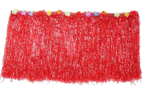 SUBLXPoten Tischrock Party Dekoration Tisch Rock Sommer Strand Partys Dekoration Gras Tisch Rock Party Tisch Röcke(Red,276X30) von SUBLXPoten