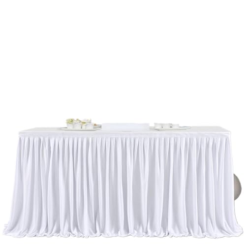 SUBLXPoten Tischrock Party Tisch Rock Geburtstag Plissee Dessert Tischdecke Abdeckung Hochzeit Tisch Sockel Home Hotel Tisch Dekor(White,14FT 78X427CM) von SUBLXPoten