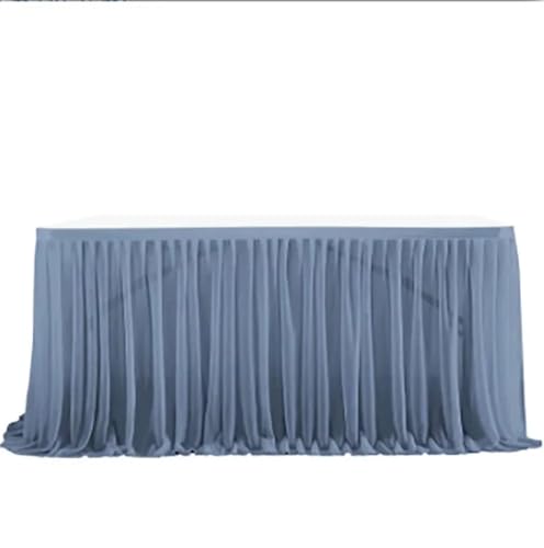 SUBLXPoten Tischrock Party Tisch Rock Geburtstag Plissee Dessert Tischdecke Abdeckung Hochzeit Tisch Sockel Home Tisch Dekor(Grey Blue,12FT L4.26mXH0.75m) von SUBLXPoten