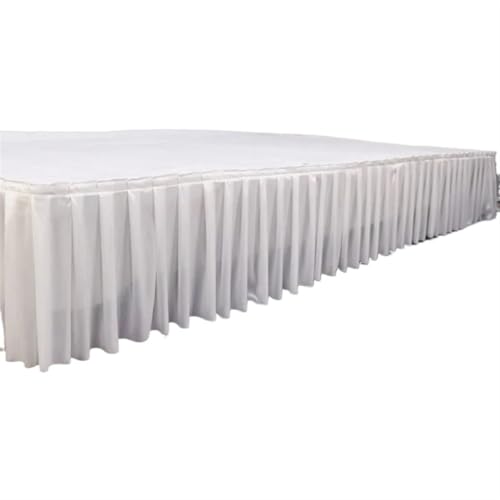 SUBLXPoten Tischrock Plissee Tisch Rock Hochzeit Hintergrund Vorhänge Tisch Cothes for Geburtstag Bankett Bühne Tisch Röcke Event Party(White,H60cm x L300cm) von SUBLXPoten