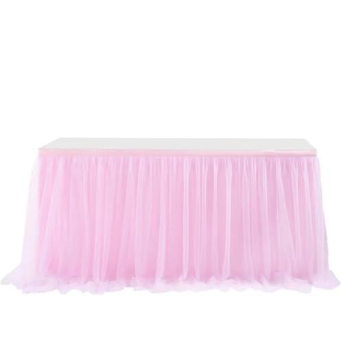 SUBLXPoten Tischrock Tischrock Hochzeitsfeier Tutu Tüll Geschirr Tuch Geburtstagsfeier Wohnkultur Party Dekoration Tischrock(Pink,100x79cm-3.3ft) von SUBLXPoten