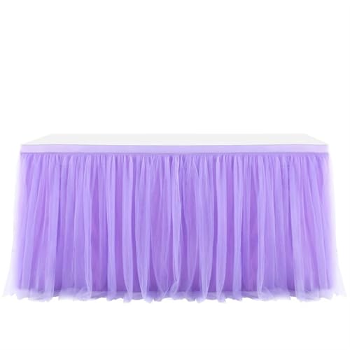 SUBLXPoten Tischrock Tischrock Hochzeitsfeier Tutu Tüll Geschirr Tuch Geburtstagsfeier Wohnkultur Party Dekoration Tischrock(Purple,245cmx79cm-8ft) von SUBLXPoten