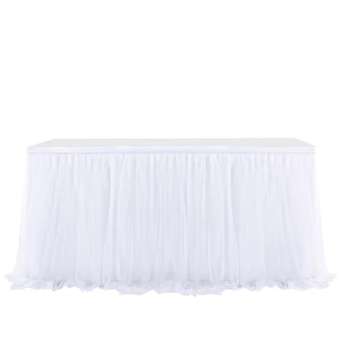 SUBLXPoten Tischrock Tischrock Hochzeitsfeier Tutu Tüll Geschirr Tuch Geburtstagsfeier Wohnkultur Party Dekoration Tischrock(White,400cmx79cm-13.2ft) von SUBLXPoten