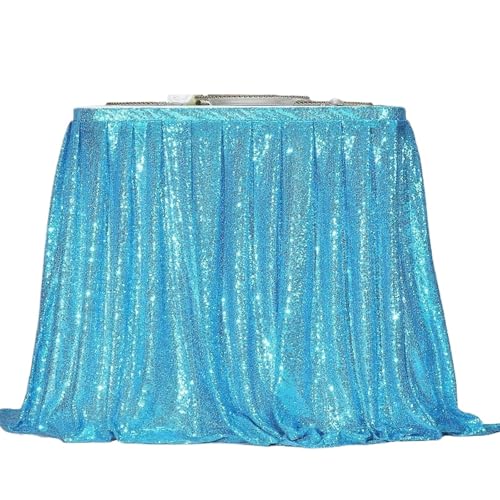 SUBLXPoten Tischrock Tischrock Tischdecke Glitzer Glitzer Schimmer Rechteck Tischdecken for Geburtstagsparty Event Hochzeitsdeko(Sky Blue,8ft 70x250cm) von SUBLXPoten