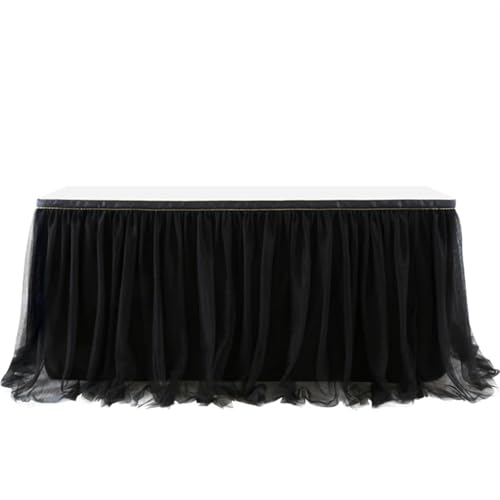 SUBLXPoten Tischrock Tischröcke Geburtstag Tüll Tischrock Hochzeit Party Tutu Tüll Tischrock Hochzeit Party Home Decor(Black,8FT 2.43x0.77m) von SUBLXPoten