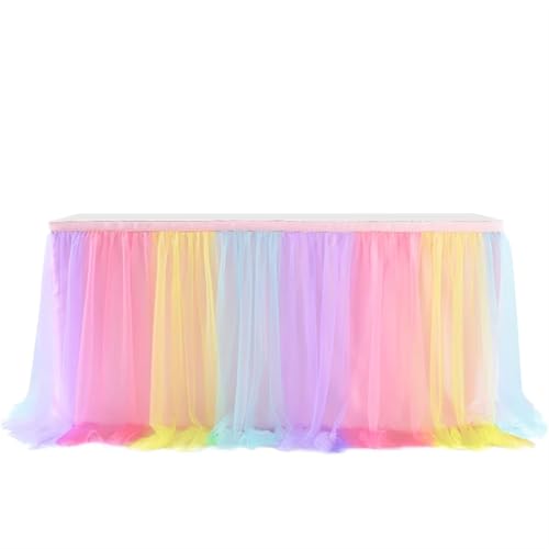 SUBLXPoten Tischrock Tischröcke Geburtstag Tüll Tischrock Hochzeit Party Tutu Tüll Tischrock Hochzeit Party Home Decor(Multicolour,4FT 1.22x0.77m) von SUBLXPoten