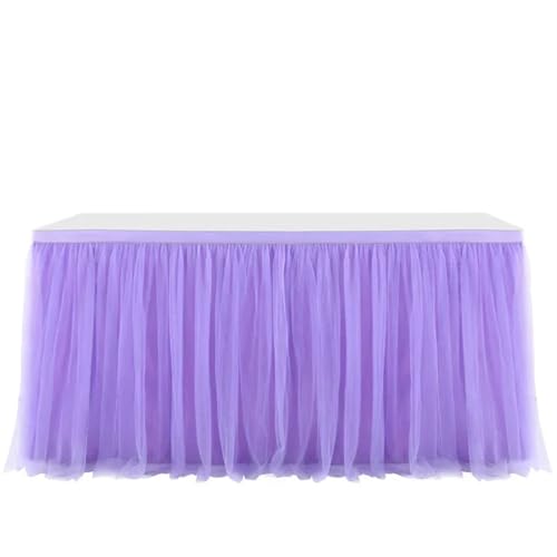 SUBLXPoten Tischrock Tüll Tisch Rock Hochzeit Party Tutu Geschirr Tuch Geschlecht Offenbaren Geburtstag Party Hause Dekoration(Purple,9FT 77x275cm) von SUBLXPoten