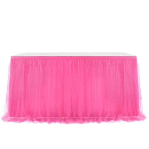 SUBLXPoten Tischrock Tüll Tisch Rock Hochzeit Party Tutu Geschirr Tuch Geschlecht Offenbaren Geburtstag Party Hause Dekoration(Rose agne,4FT 77x122cm) von SUBLXPoten