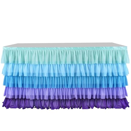 SUBLXPoten Tischrock Tüll Tischrock Tutu Tischdecke Geschirr for Geburtstagsparty Dekorationen Bankett Hochzeit Home Party Tisch Suppliesa(2,6FT 77x183cm) von SUBLXPoten