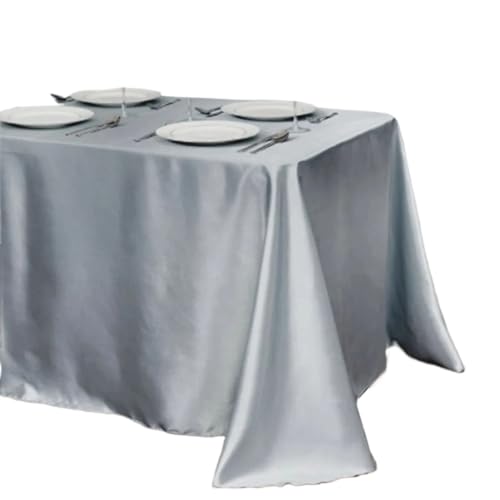 Tischdecke Einfarbig Satin Tisch Tuch Tischdecke Tisch Abdeckung Overlay for Geburtstag Hochzeit Bankett Restaurant Festival Party Versorgung(Gray,145x220cm) von SUBLXPoten