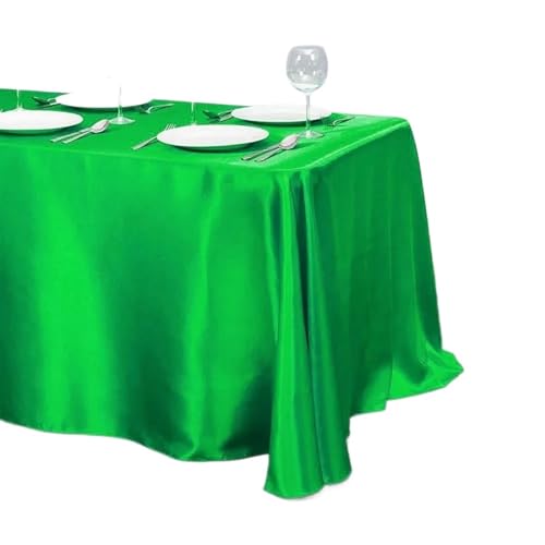 Tischdecke Einfarbig Satin Tisch Tuch Tischdecke Tisch Abdeckung Overlay for Geburtstag Hochzeit Bankett Restaurant Festival Party Versorgung(Green,145x180cm) von SUBLXPoten