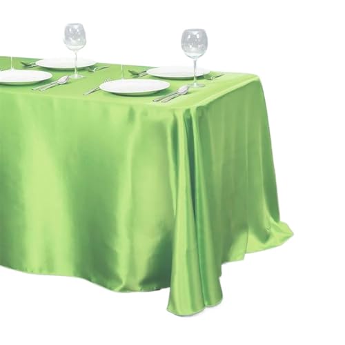 Tischdecke Einfarbig Satin Tisch Tuch Tischdecke Tisch Abdeckung Overlay for Geburtstag Hochzeit Bankett Restaurant Festival Party Versorgung(Light Green,145x366cm) von SUBLXPoten