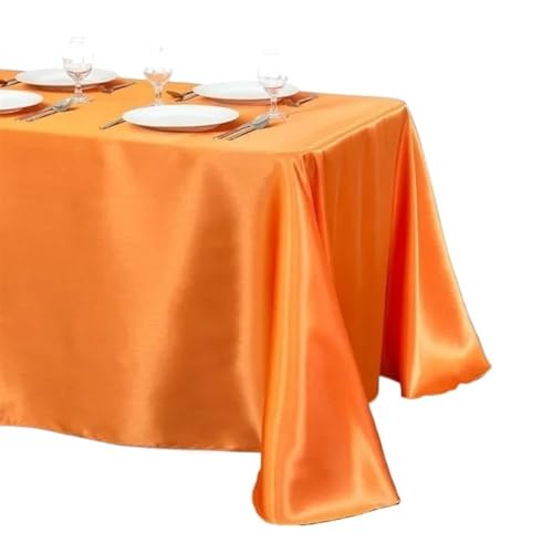 Tischdecke Einfarbig Satin Tisch Tuch Tischdecke Tisch Abdeckung Overlay for Geburtstag Hochzeit Bankett Restaurant Festival Party Versorgung(Orange,145x180cm) von SUBLXPoten
