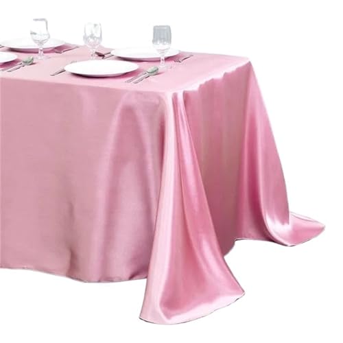 Tischdecke Einfarbig Satin Tisch Tuch Tischdecke Tisch Abdeckung Overlay for Geburtstag Hochzeit Bankett Restaurant Festival Party Versorgung(Pink,145x240cm) von SUBLXPoten